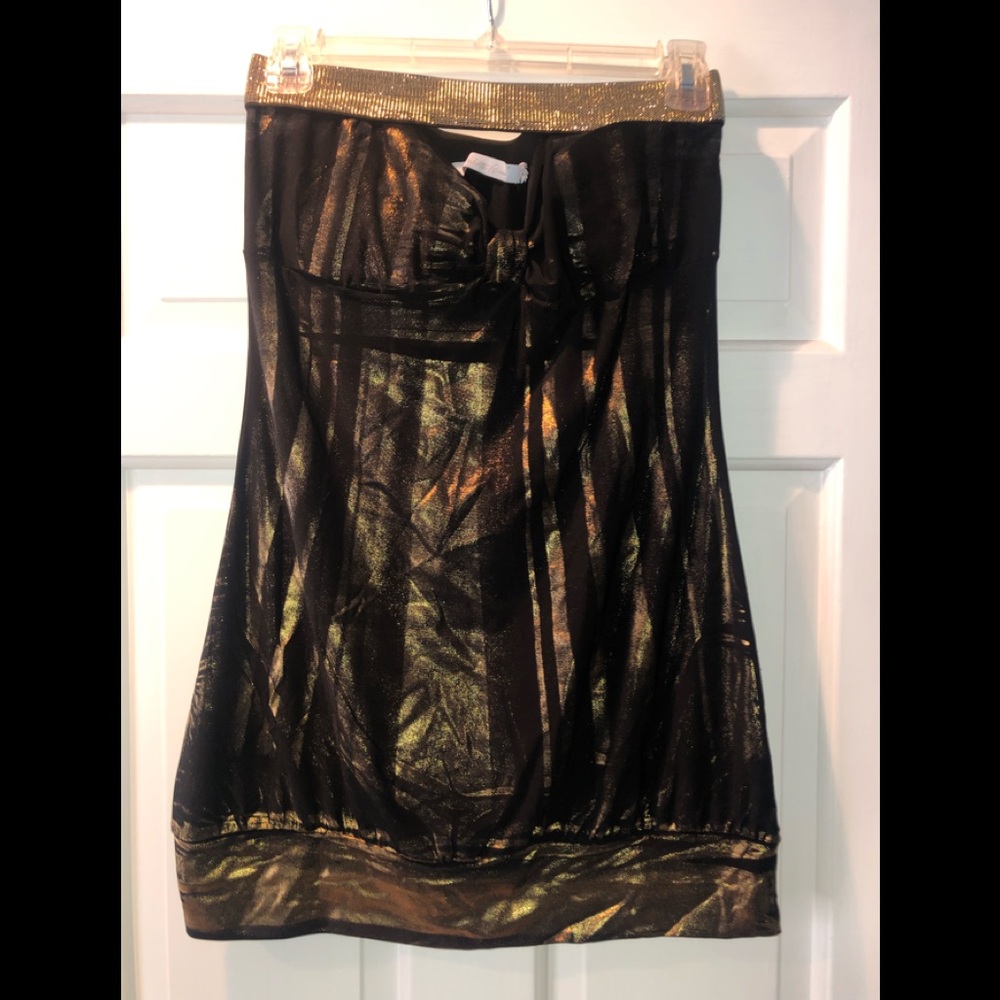 Strapless Black & Gold Top